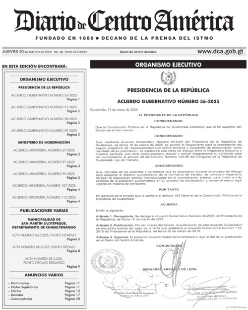 Los acuerdos derogados