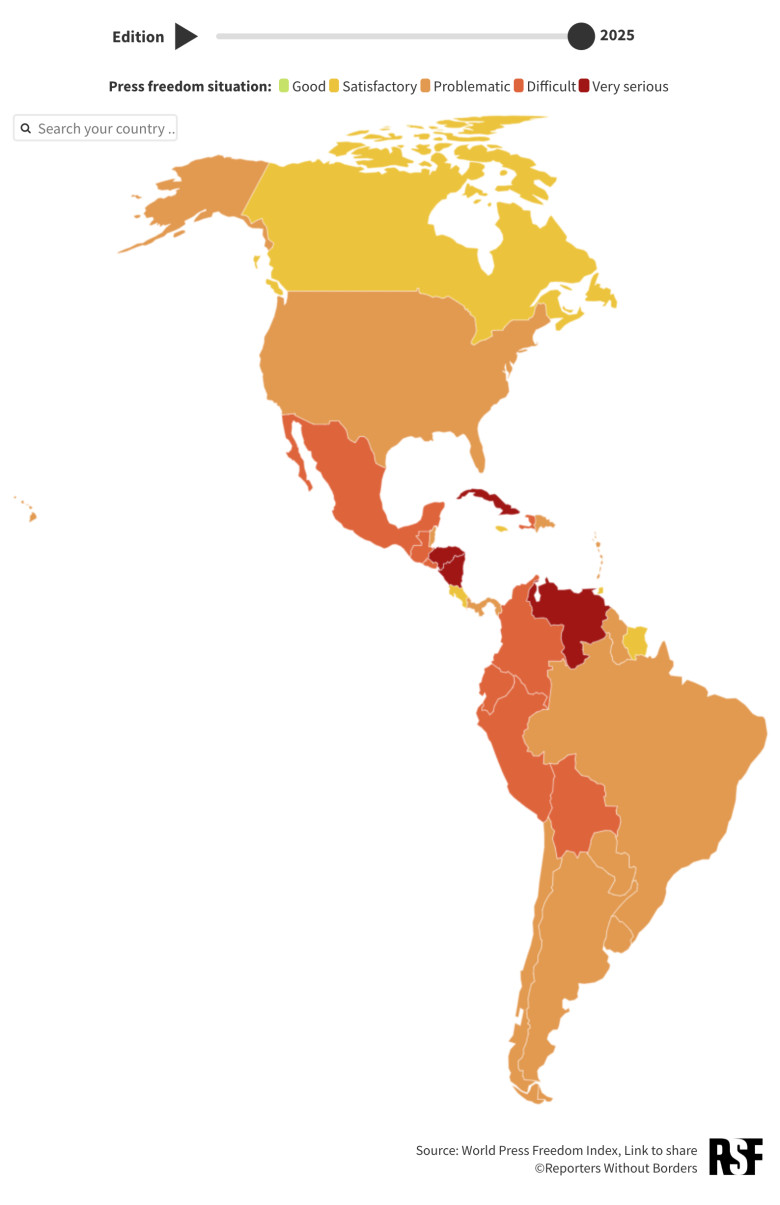 En la región, solo Honduras, Venezuela y Nicaragua tienen peores calificaciones.