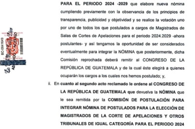 Presentan acción de amparo para repetir selección de magistrados a la Corte de Apelaciones