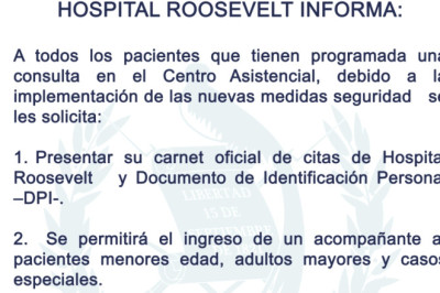 Establecen nuevas medidas de seguridad para ingresar al Hospital Roosevelt