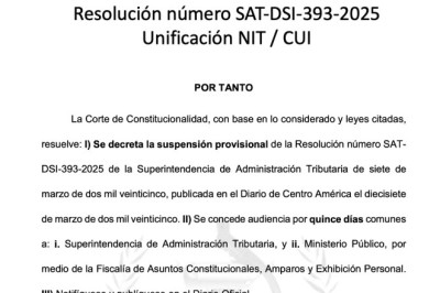 Resolución de la CC suspende unificación del NIT y el CUI