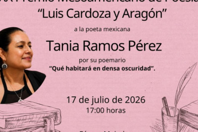 Mexicana Tania Ramos Pérez gana el XX Premio Mesoamericano de Poesía Luis Cardoza y Aragón
