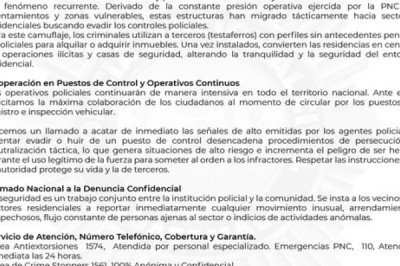 PNC alerta que pandillas utilizan condominios y residenciales para evadir controles